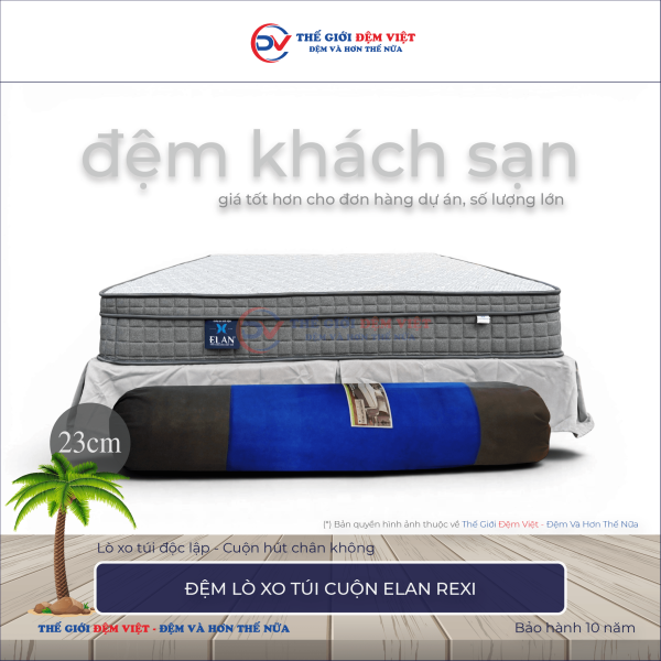 Đệm lò xo túi cuộn Elan Rexi - Dày 23cm